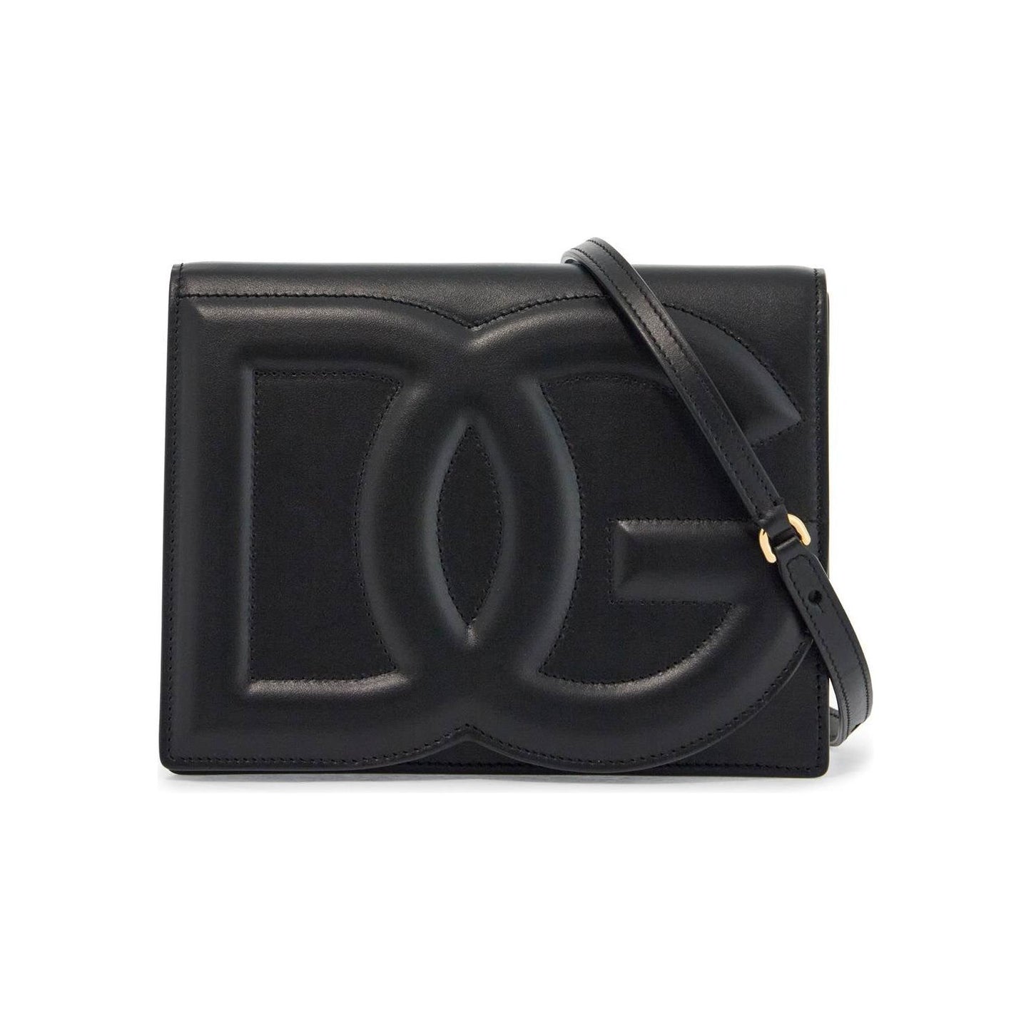 Dolce & Gabbana black calfskin shoulder bag with embossed logo and adjustable strap Handbag Dolce & Gabbana