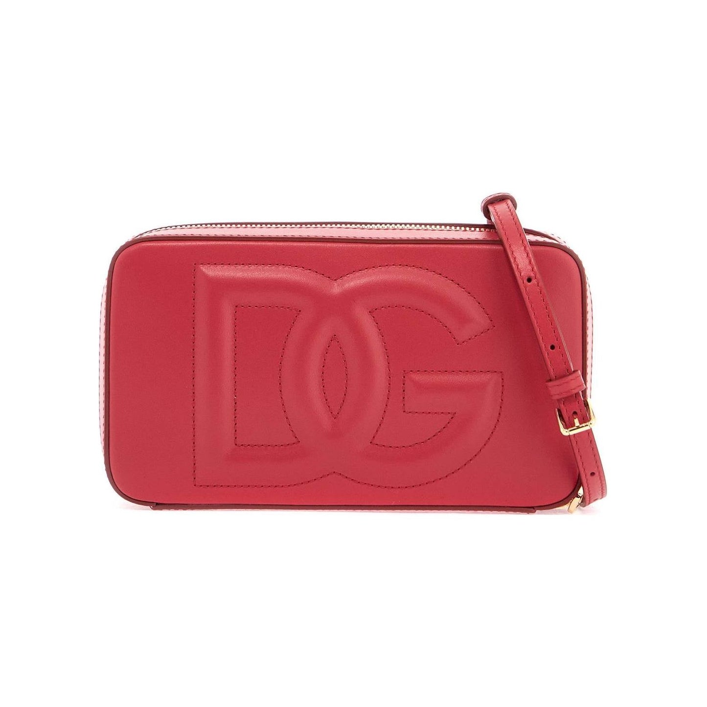 Dolce & Gabbana red calfskin shoulder bag with embossed logo Handbag Dolce & Gabbana