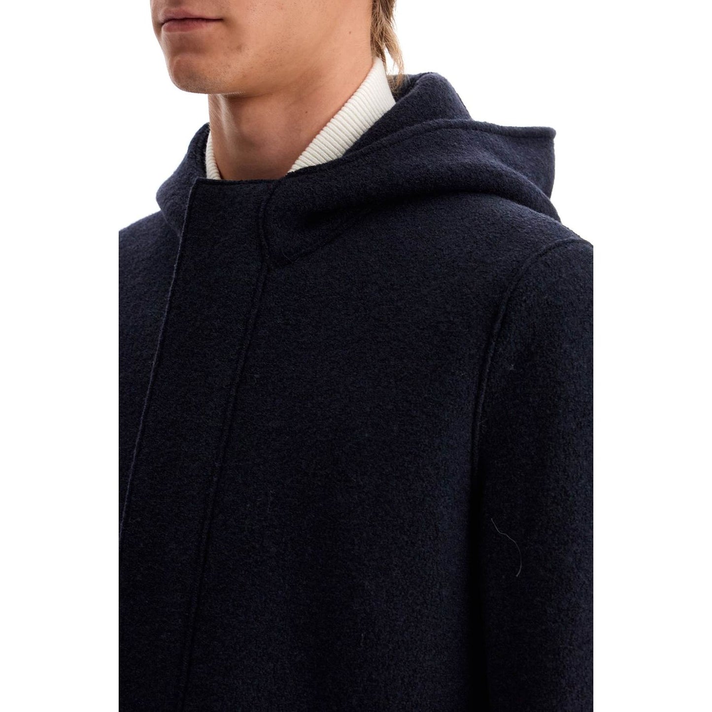 Harris Wharf London hooded wool coat in boiled wool