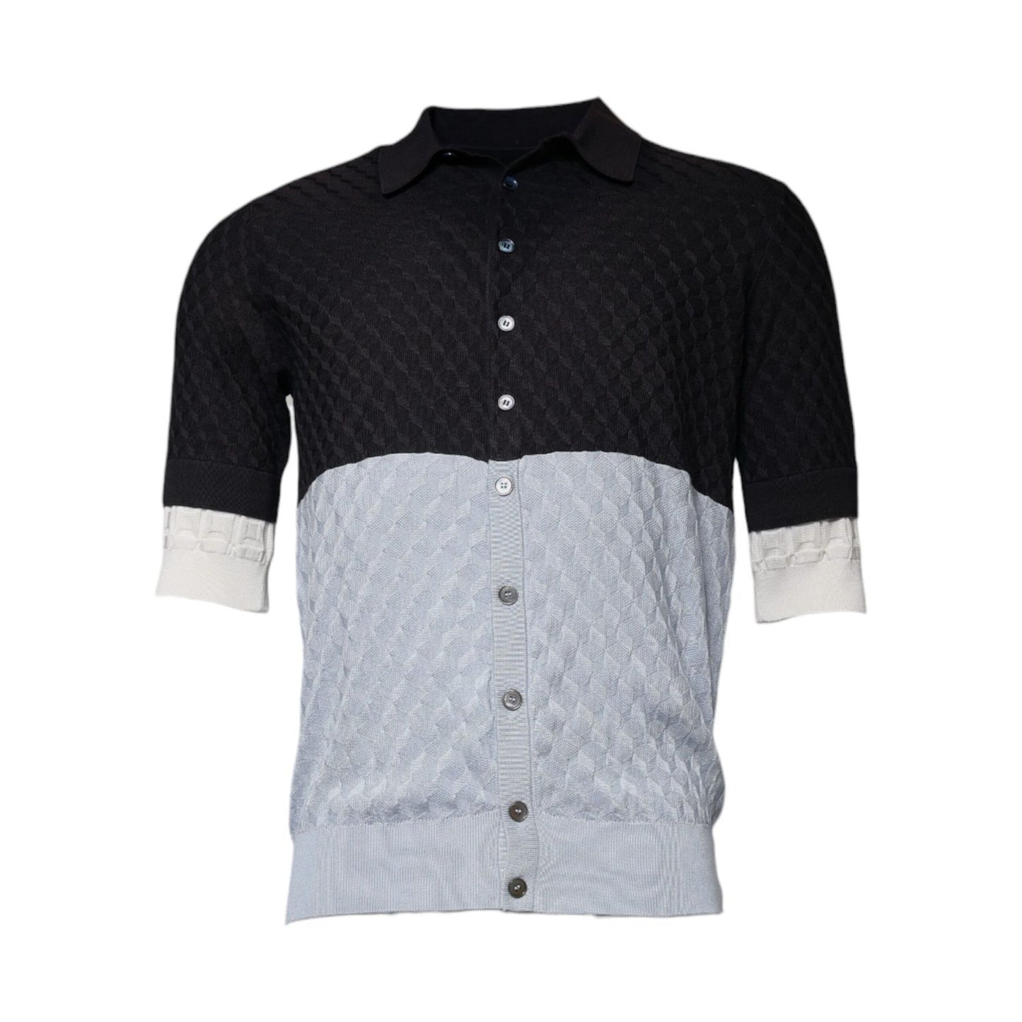 Dolce & Gabbana Multicolor Silk Button Down Collared T-shirt 1728,67345645728,Clothing,Dolce & Gabbana,IT48 | M,Material: 100% Silk,Men,Multicolor,Polo Shirts - T-Shirts - Clothing,Preowned / Defect,T-Shirts - Clothing,T-Shirts - Men - Clothing
