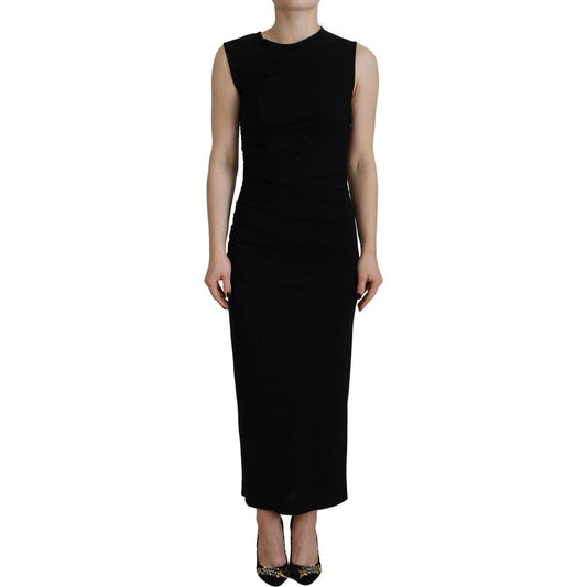 Dsquared² Black Viscose Sleeveless Ruched Maxi Dress 1728,67345645728,Black,Clothing,Dresses - Clothing,Dresses - Women - Clothing,Dsquared²,IT38 | XS,Long - Dresses - Clothing,Material: 100% Viscose,Preowned / Defect,Sleeveless - Dresses - Clothing,Women