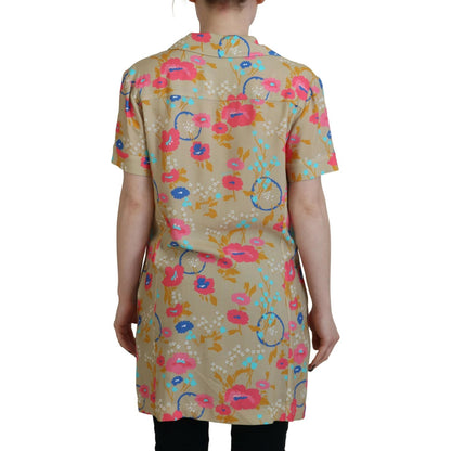 Dsquared² Multicolor Printed Collared Button Front Long Blouse Top 1728,67345645728,Clothing,Dsquared²,IT38 | XS,Material: 100% Viscose,Multicolor,Preowned / Defect,T-Shirts - Clothing,T-Shirts - T-Shirts - Clothing,Tops & T-Shirts - Women - Clothing,Wome