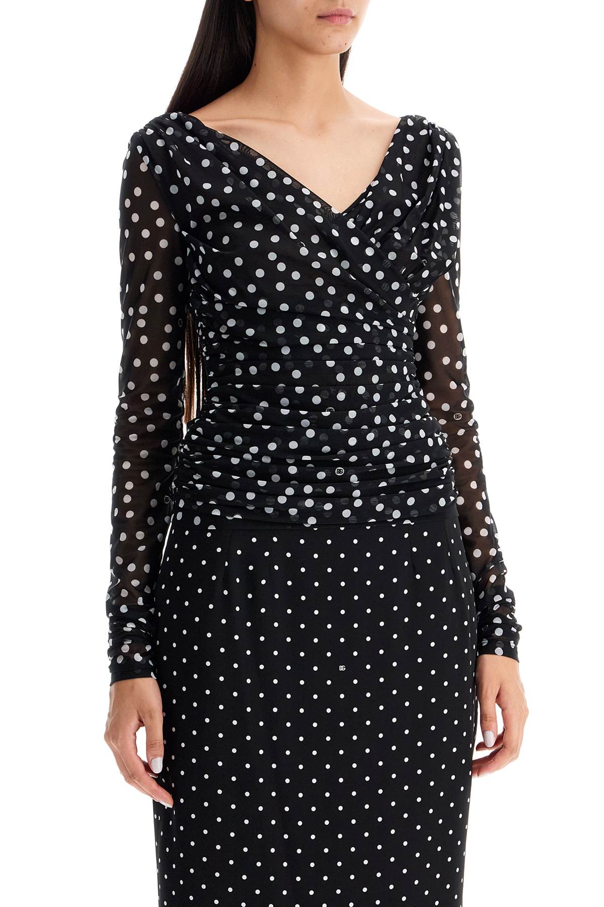 Dolce & Gabbana polka dot draped top with Topwear Dolce & Gabbana