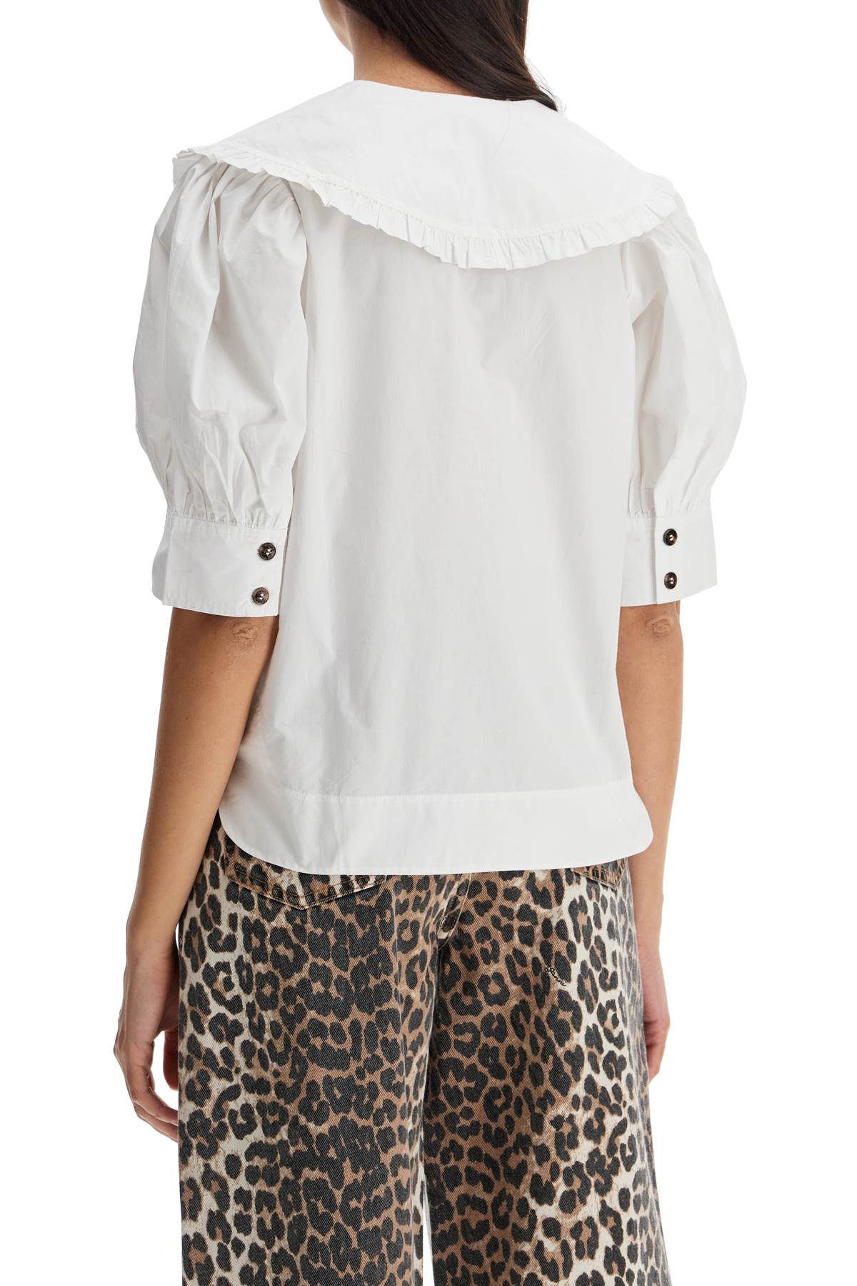 Ganni Ganni blouse with exaggerated collar and ruffle