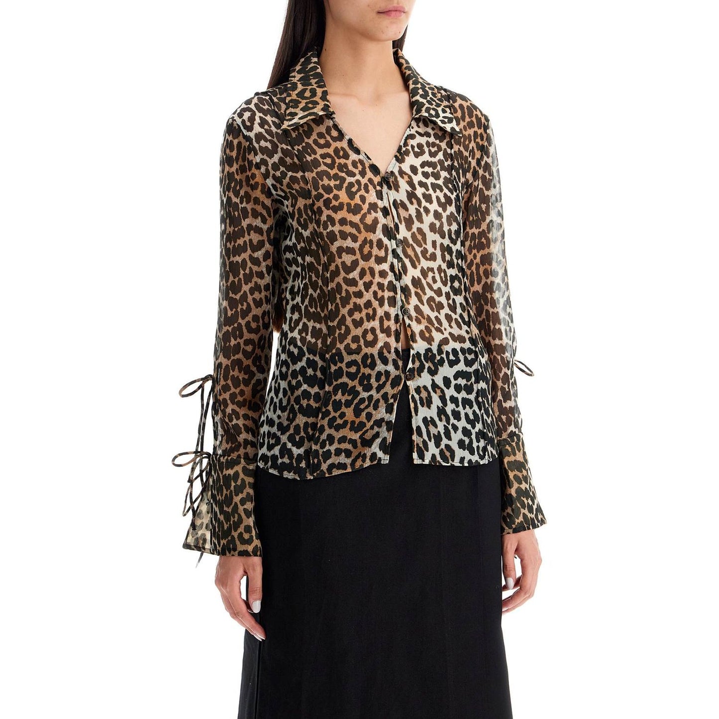 Ganni leopard print chiffon blouse Topwear Ganni