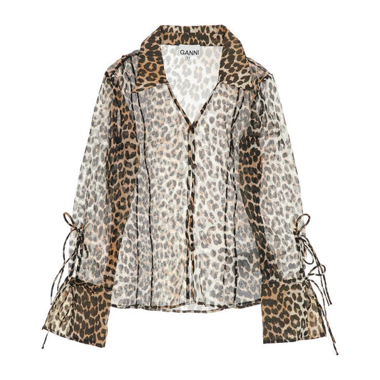 Ganni leopard print chiffon blouse Topwear Ganni