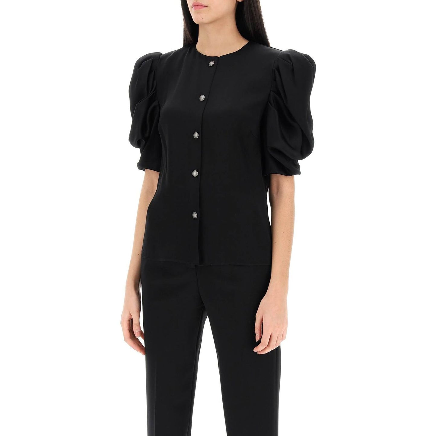 Alessandra Rich envers satin blouse with bouffant sleeves Topwear Alessandra Rich