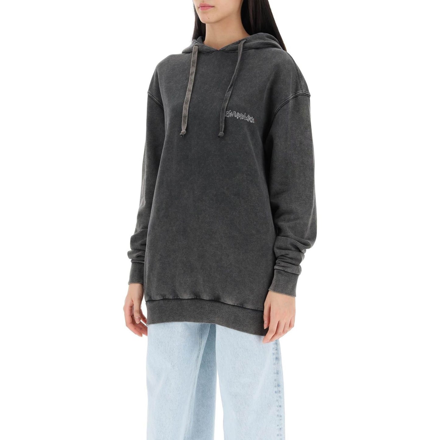 Alessandra Rich oversized hoodie with print and rhinestones Topwear Alessandra Rich