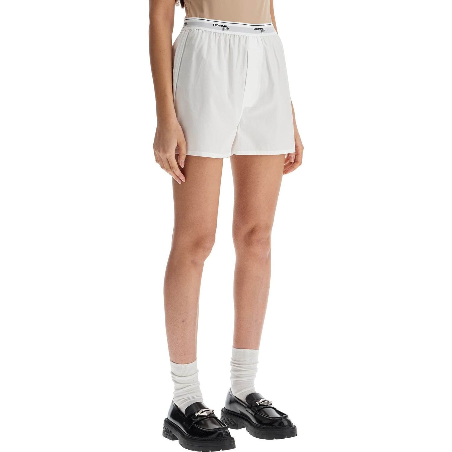 Homme Girls men's high-waisted white cotton boxer Short trousers Homme Girls