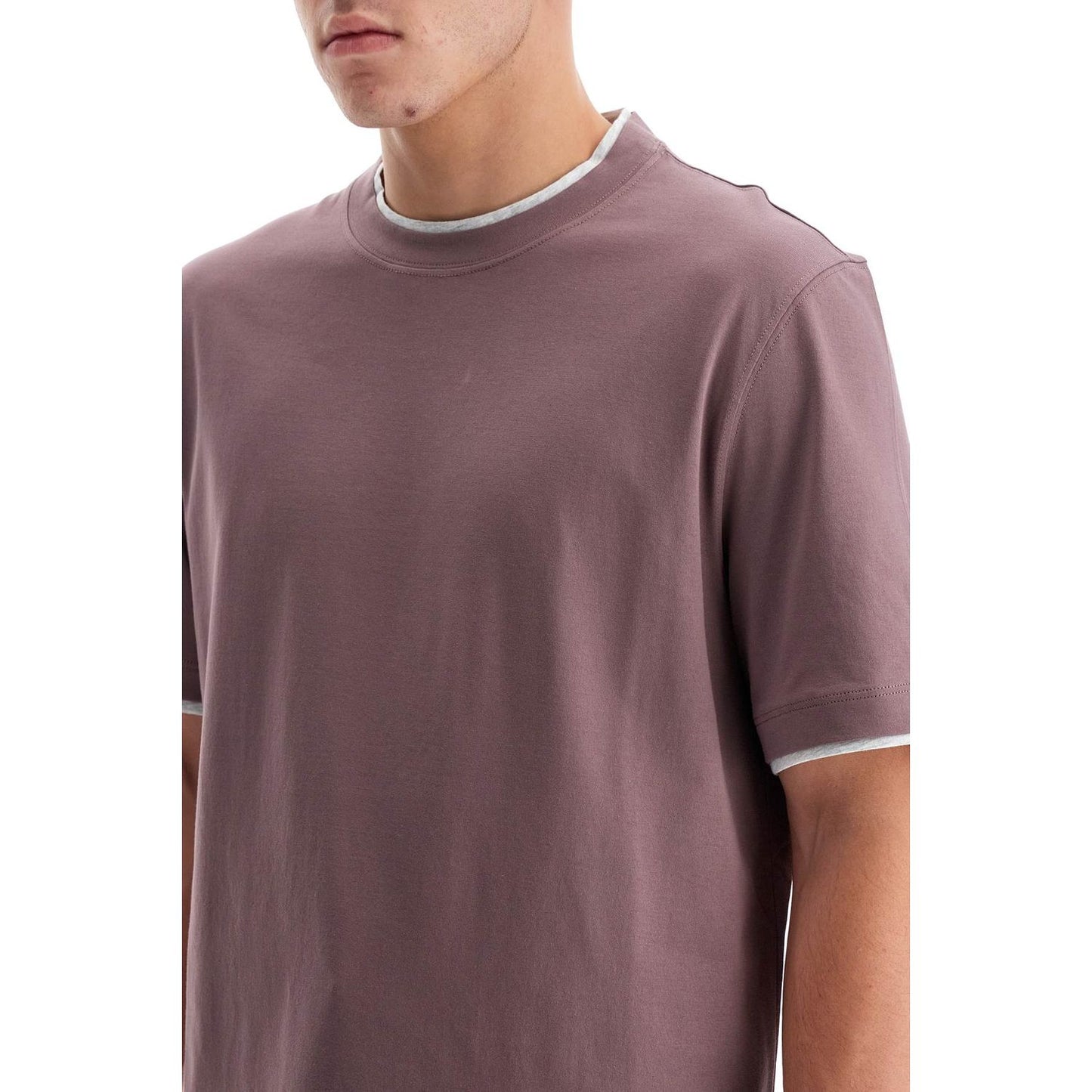 Brunello Cucinelli cotton t-shirt with faux layering Topwear Brunello Cucinelli