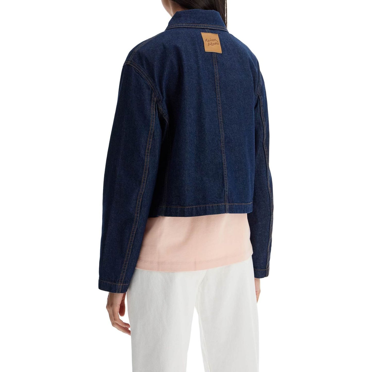 Maison Kitsune cropped denim jacket for women Jackets Maison Kitsune