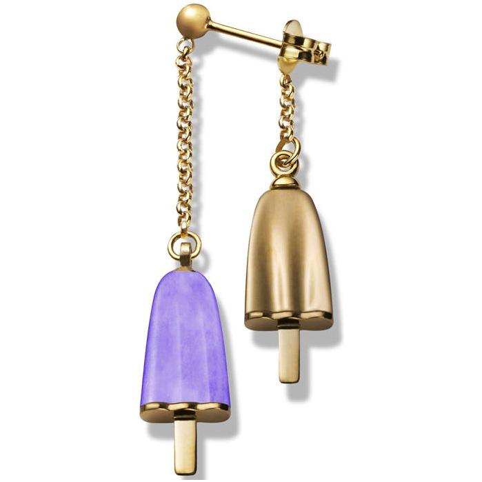 AMBROSINI JEWELS -  ORECCHINI doppi ARGENTO 925° ghiacciolo finitura rosé pietra viola DESIGNER FASHION JEWELLERY AMBROSINI JEWELS