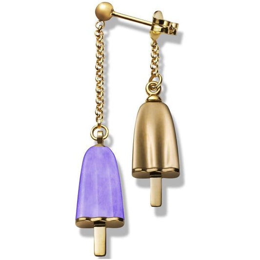 AMBROSINI JEWELS -  ORECCHINI doppi ARGENTO 925° ghiacciolo finitura rosé pietra viola DESIGNER FASHION JEWELLERY AMBROSINI JEWELS