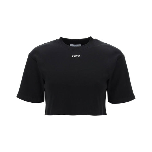 Off White Off-White cropped t-shirt with off embroidery