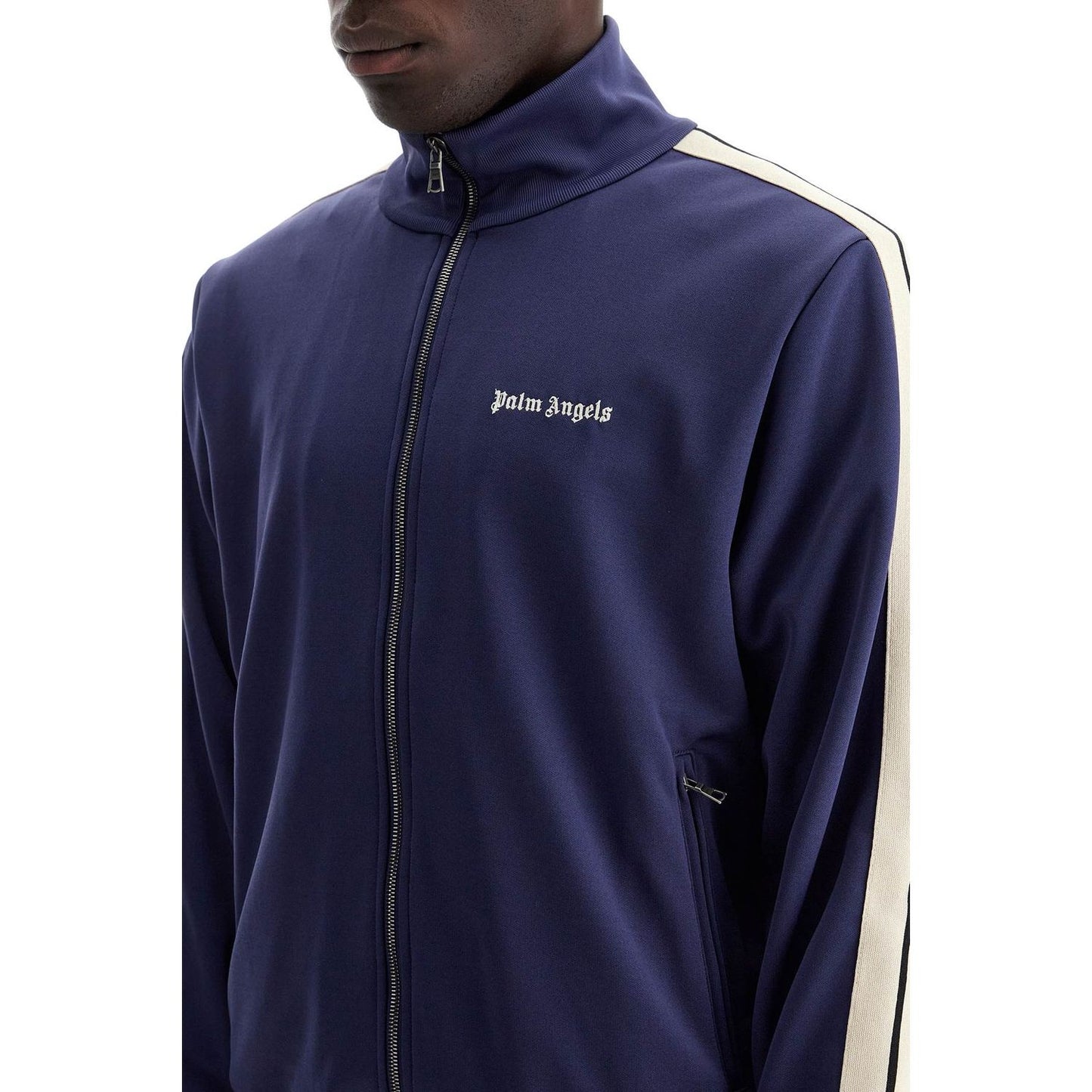 Palm Angels contrast band track jacket with nine words Topwear Palm Angels