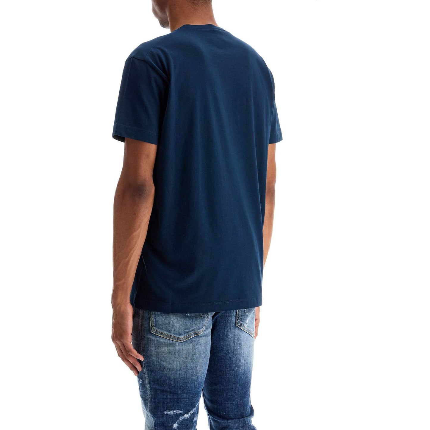 Dsquared2 t-shirt in cotone blu navy con scollo ampio Topwear Dsquared2