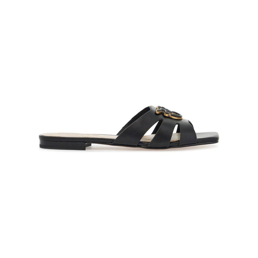 Pinko black nappa slippers with perforated details Sandals Pinko