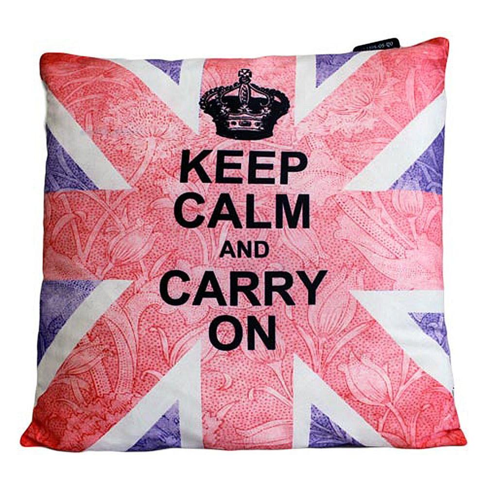 CUSCINI LETTERARI - Copricuscino in Juta lavata / Cotton pillow case  KEEP CALM AND CARRY ON - Size 40x40cm FASHION ACCESSORIES CUSCINI LETTERARI