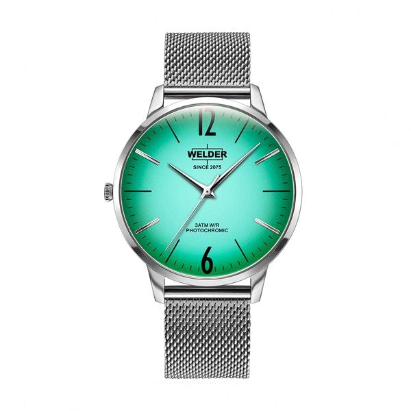 WELDER WATCHES Mod. WRS406 with green dial and stainless steel mesh band.