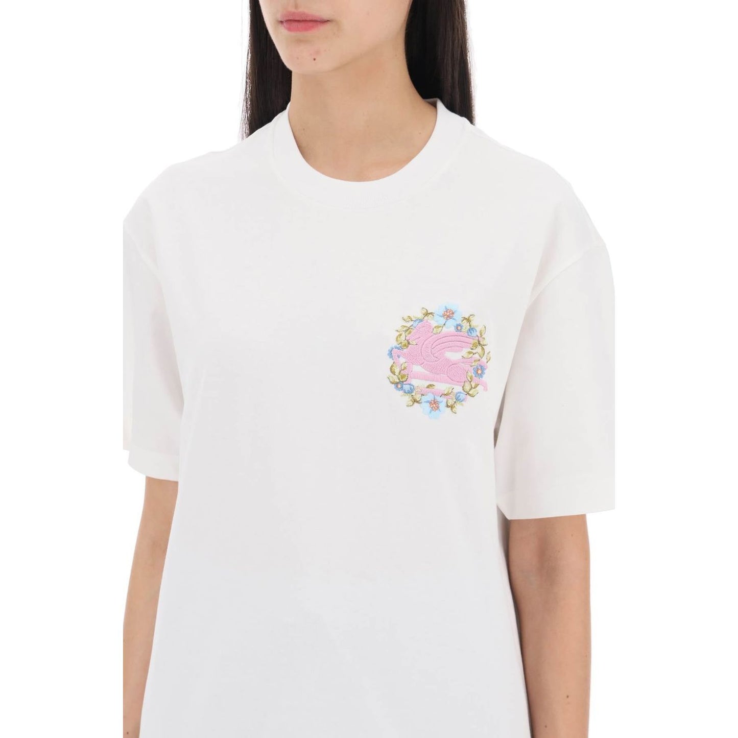 Etro floral pegasus embroidered t-shirt Topwear Etro