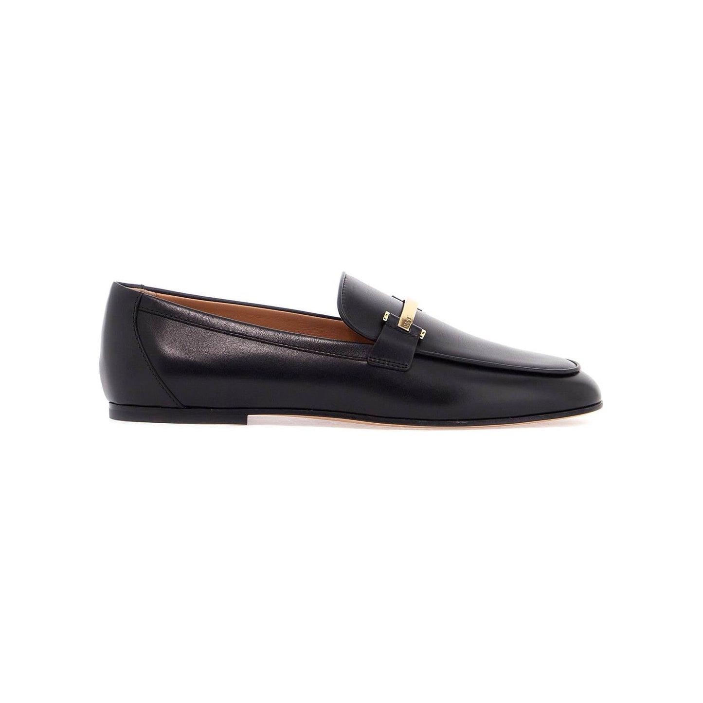 Tod'S black calfskin women's loafers with metallic band Loafers Tod'S