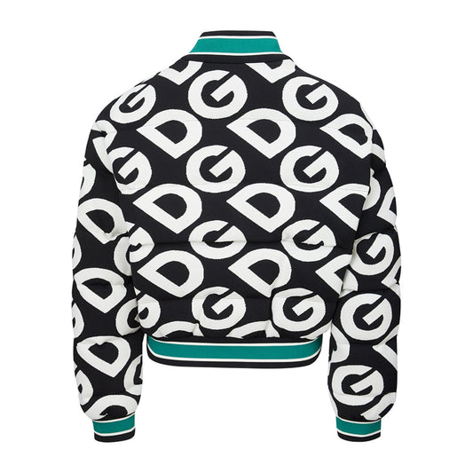 Dolce & Gabbana | Black and White Quilted Bomber Jacket with Logo | McRichard Designer Brands
