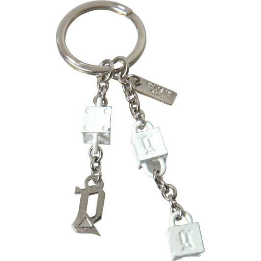 Dolce & Gabbana | Silver Tone Metal DG Logo Engraved Keyring Keychain | McRichard Designer Brands