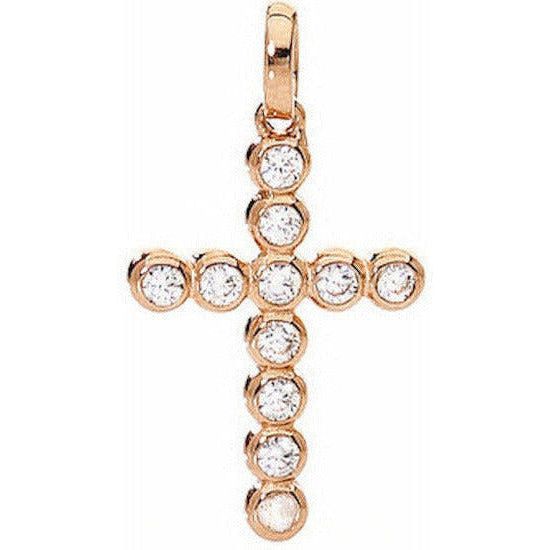 AMEN Mod. CROCE PICCOLA Argento IP Oro rosa e Zirconi DESIGNER FASHION JEWELLERY AMEN