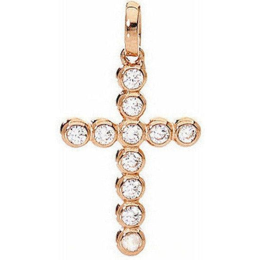 AMEN Mod. CROCE PICCOLA Argento IP Oro rosa e Zirconi DESIGNER FASHION JEWELLERY AMEN