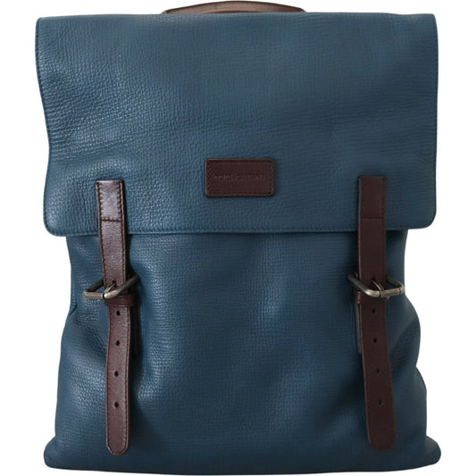 Dolce & Gabbana | Blue Calfskin Leather Logo Plaque Men Backpack Bag | McRichard Designer Brands