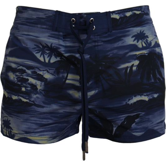 Dsquared² | Blue Tropical Wave Design Beachwear Shorts Swimwear - McRichard Designer Brands