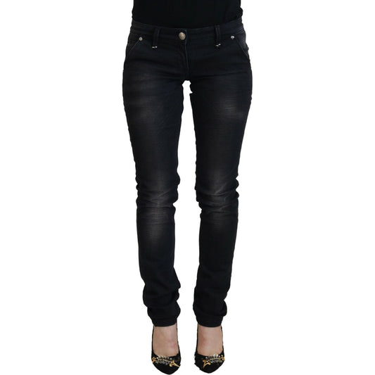 Acht | Black Washed Cotton Skinny Women Casual Denim Jeans | McRichard Designer Brands