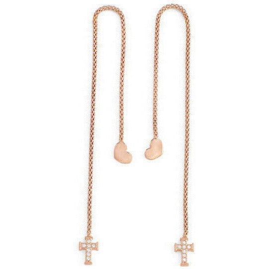 AMEN Mod. CUORE CROCE CRISTALLI ROSE GOLD DESIGNER FASHION JEWELLERY AMEN