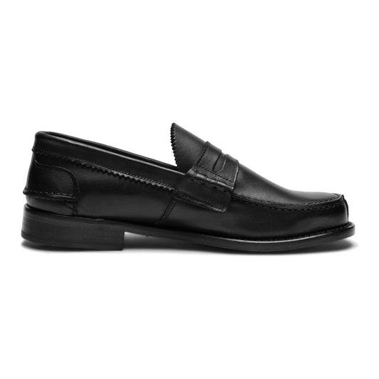 Saxone of Scotland | Black Calf Leather Mens Loafers Shoes | McRichard Designer Brands