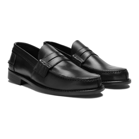 Saxone of Scotland | Black Calf Leather Mens Loafers Shoes | McRichard Designer Brands